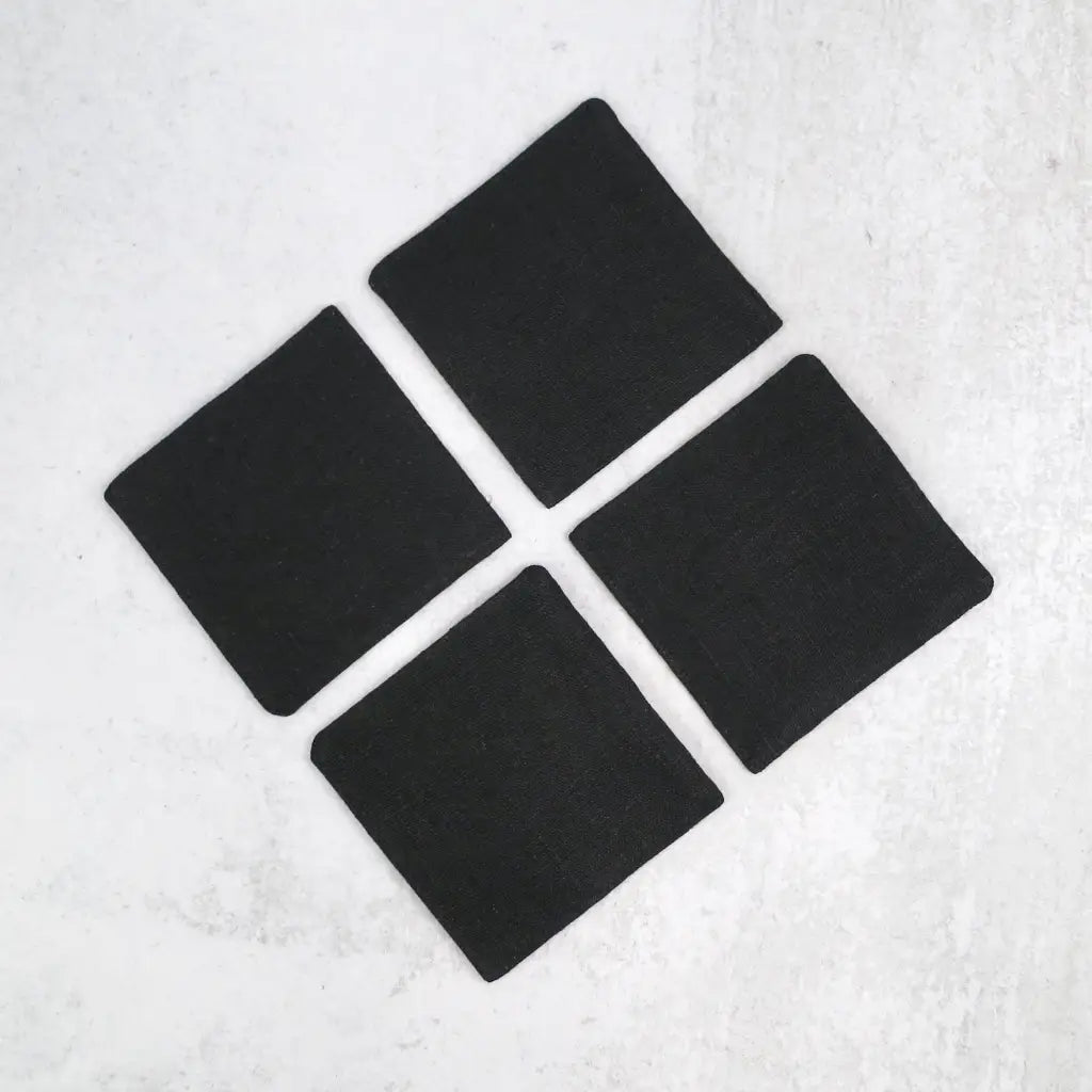 Black Linen Coasters - Coasters