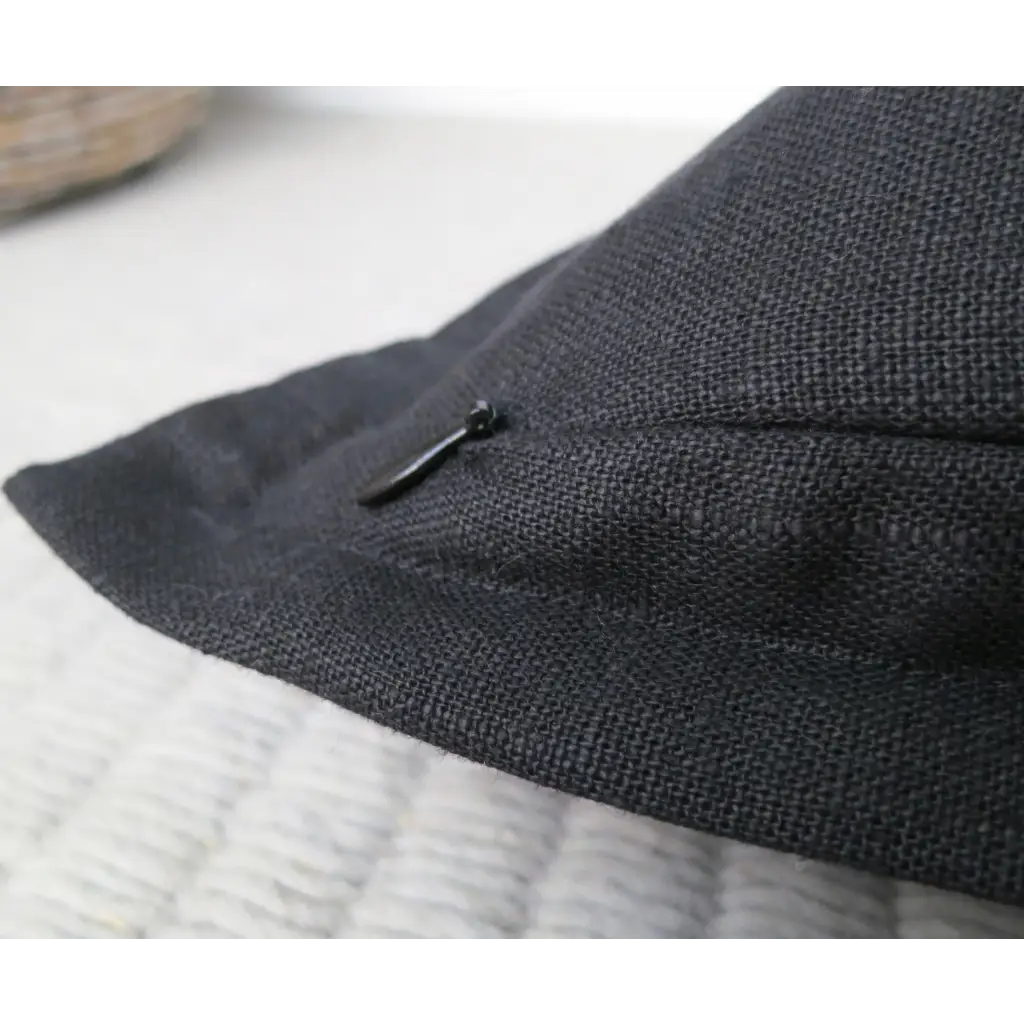 Black Linen Pillow Cover with Flange Edge - Throw Pillows