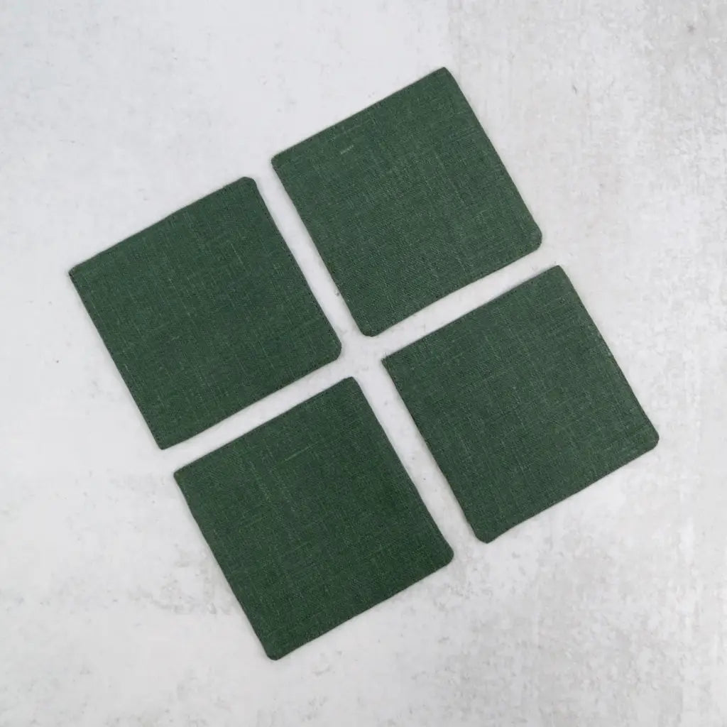 Evergreen Linen Coasters - Coasters