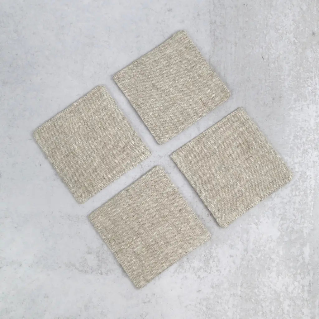 Heathered Natural Linen Coasters - Coasters