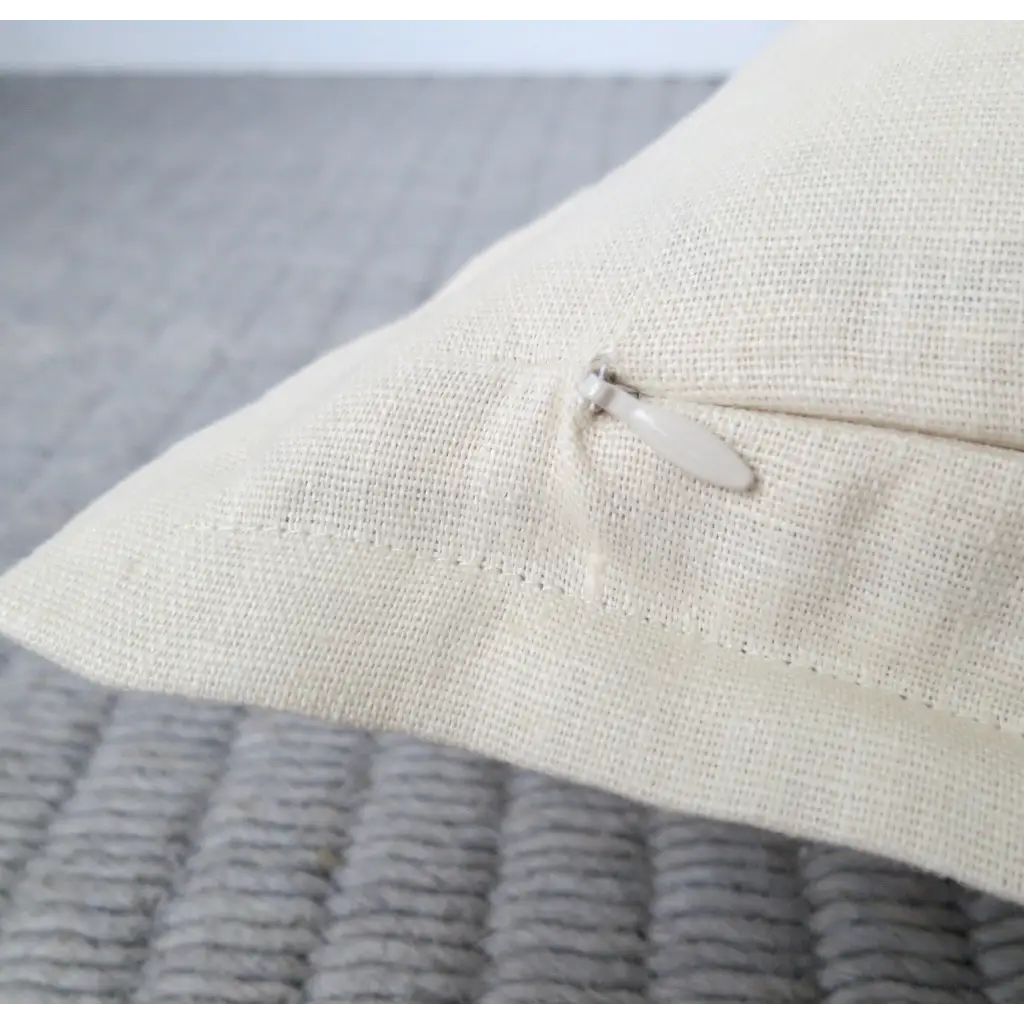 Ivory Linen Pillow Cover with Flange Edge - Throw Pillows