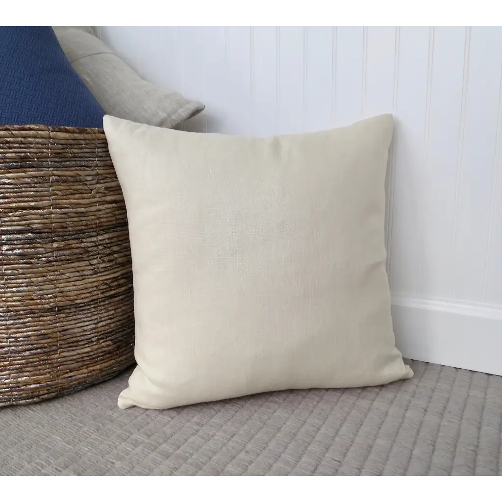 Ivory Linen Pillow Cover with Modern Block Pattern - Decor