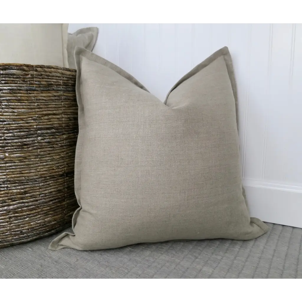 Natural Linen Pillow Cover with Flange Edge