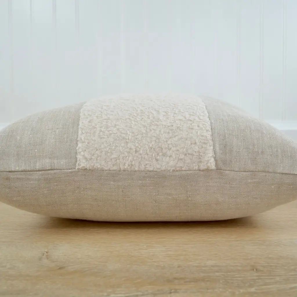Aspen Throw Pillow Cover in Heathered Linen & Ivory Boucle