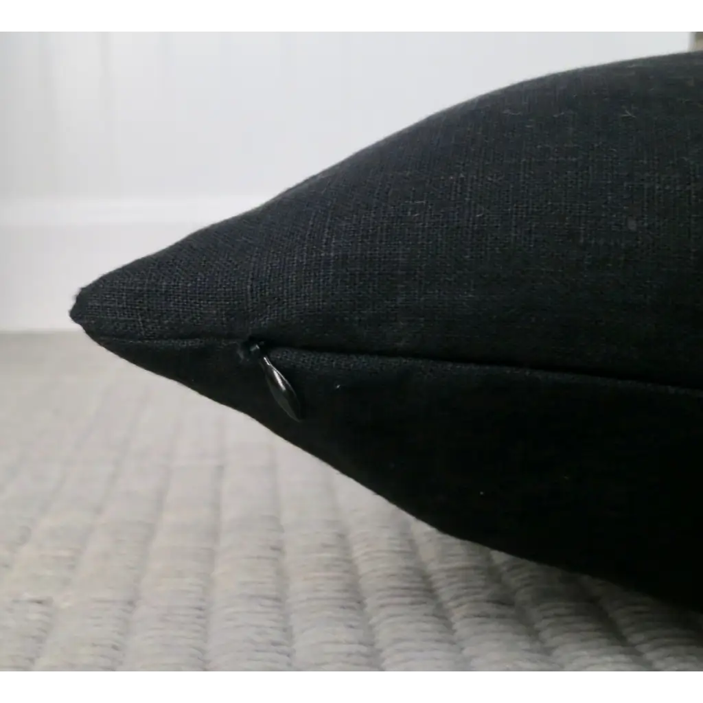 Black Linen Pillow Cover - Throw Pillows
