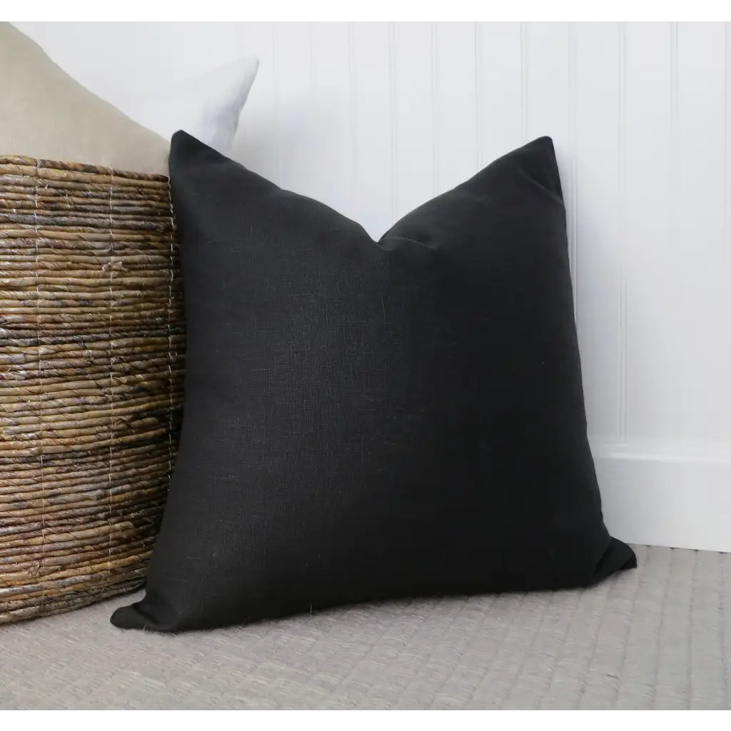 Black Linen Pillow Cover - Throw Pillows