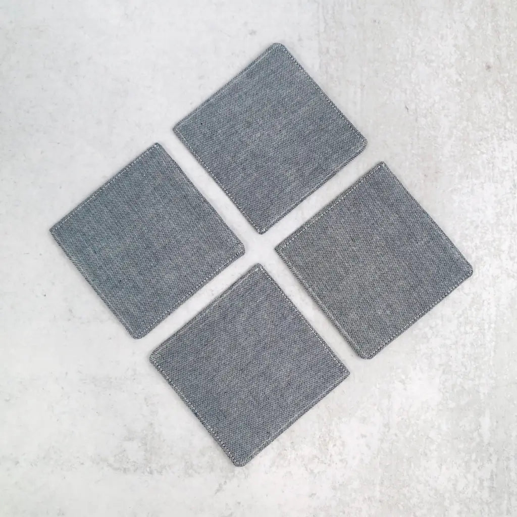 Blue Herringbone Fabric Coasters - Coasters