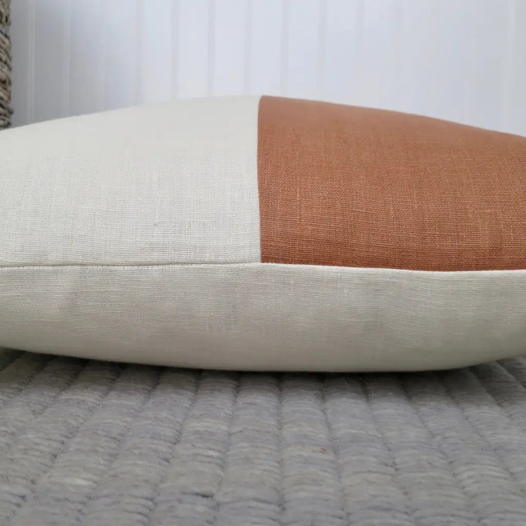 Color Block Linen Pillow Cover | Adobe and Ivory Linen