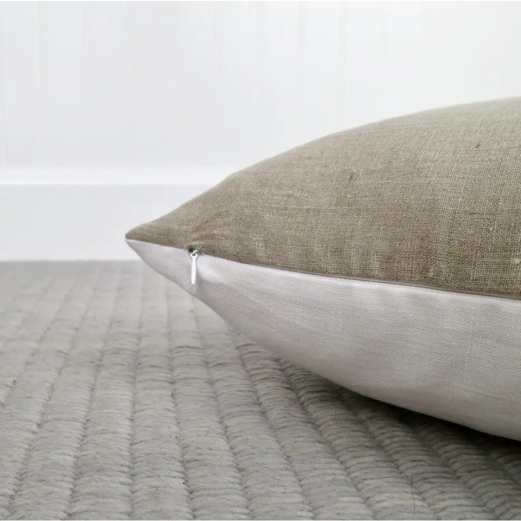 Color Block Linen Pillow Cover | Natural and White Linen -