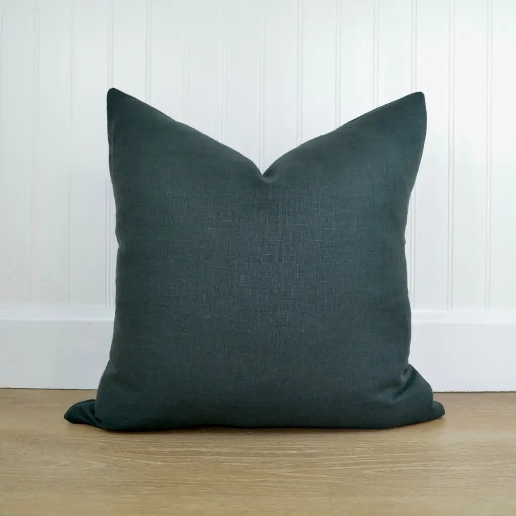 Dark Green Linen Pillow Cover - Throw Pillows