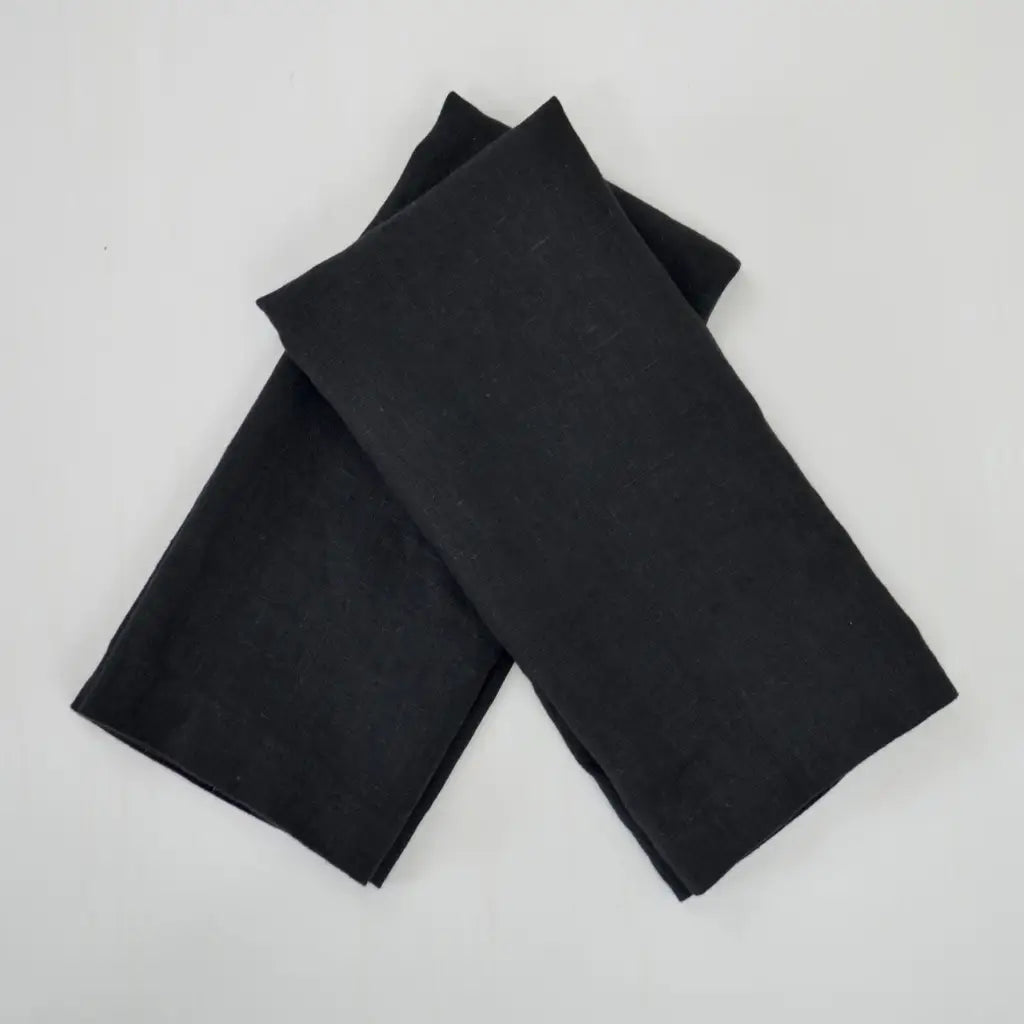 Everyday Linen Kitchen Towels | Black Linen Set of 2 - Decor