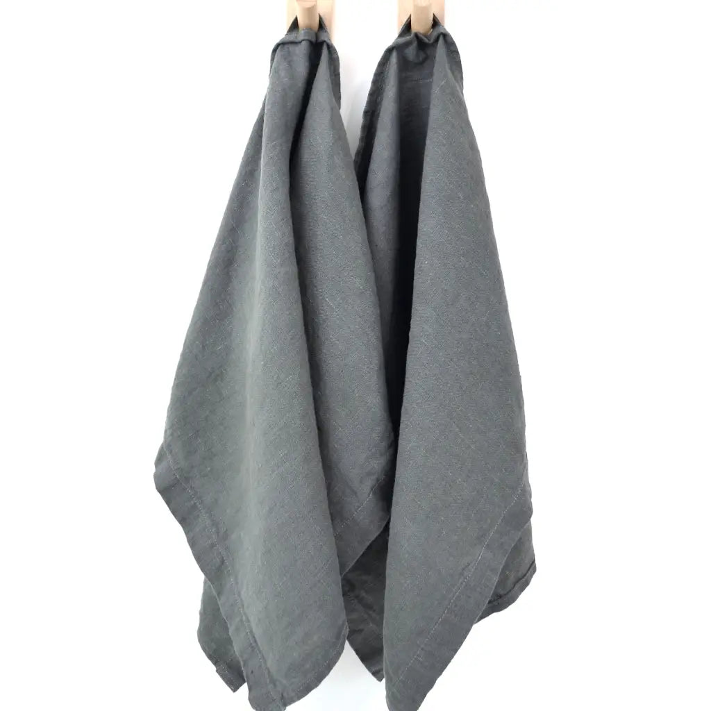 Everyday Linen Kitchen Towels | Dark Gray Linen Set of 2