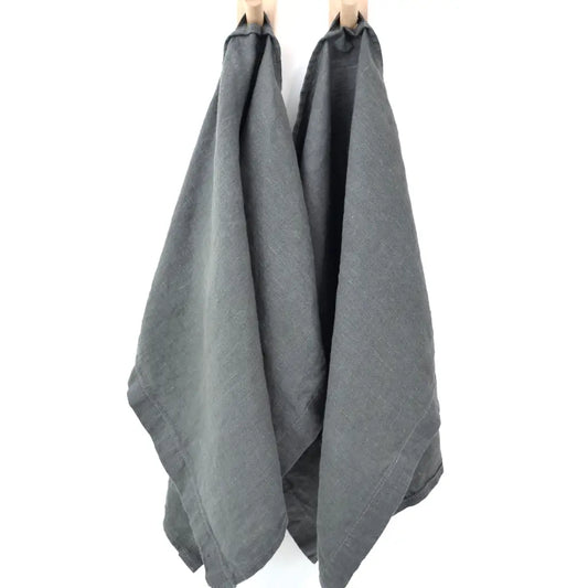 Everyday Linen Kitchen Towels | Dark Gray Linen Set of 2