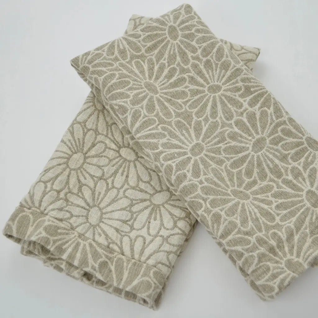 Everyday Linen Kitchen Towels | Floral Woven Set of 2