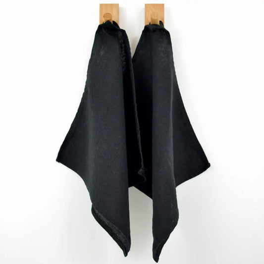 Everyday Linen Wash Cloths | Black Set of 2 - Linen