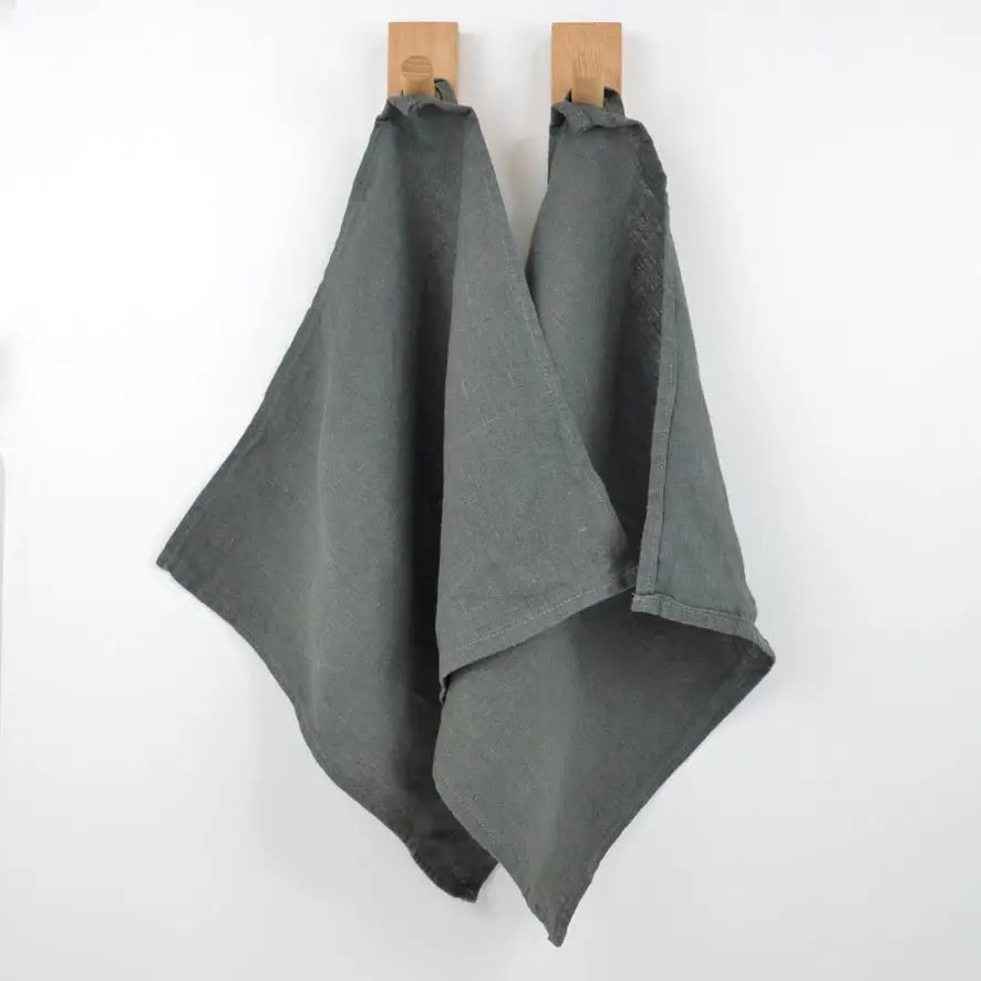 Everyday Linen Wash Cloths | Dark Gray Set of 2 - Linen