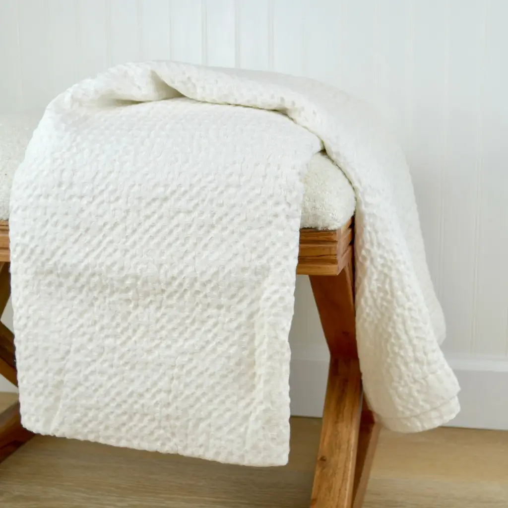 Farmhouse White Waffle Weave Throw Blanket - Throw Blanket
