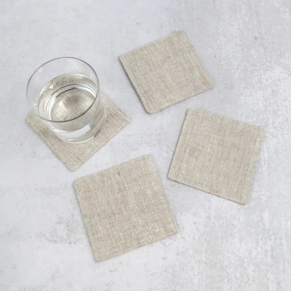 Heathered Natural Linen Coasters - Coasters