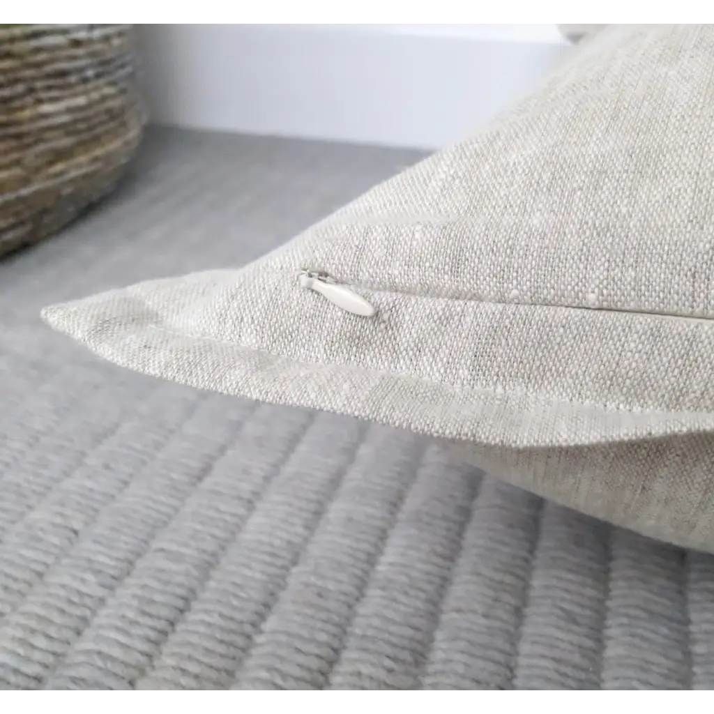 Heathered Natural Linen Pillow Cover with Flange Edge -