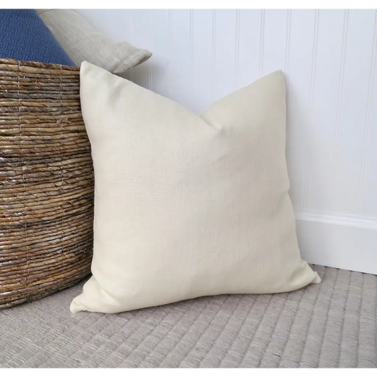 Ivory Linen Pillow Cover - Throw Pillows