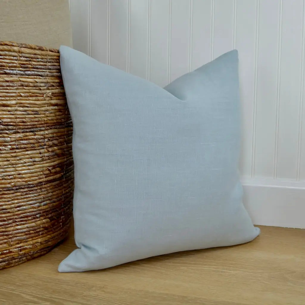 Light Blue Linen Pillow Cover - Throw Pillows