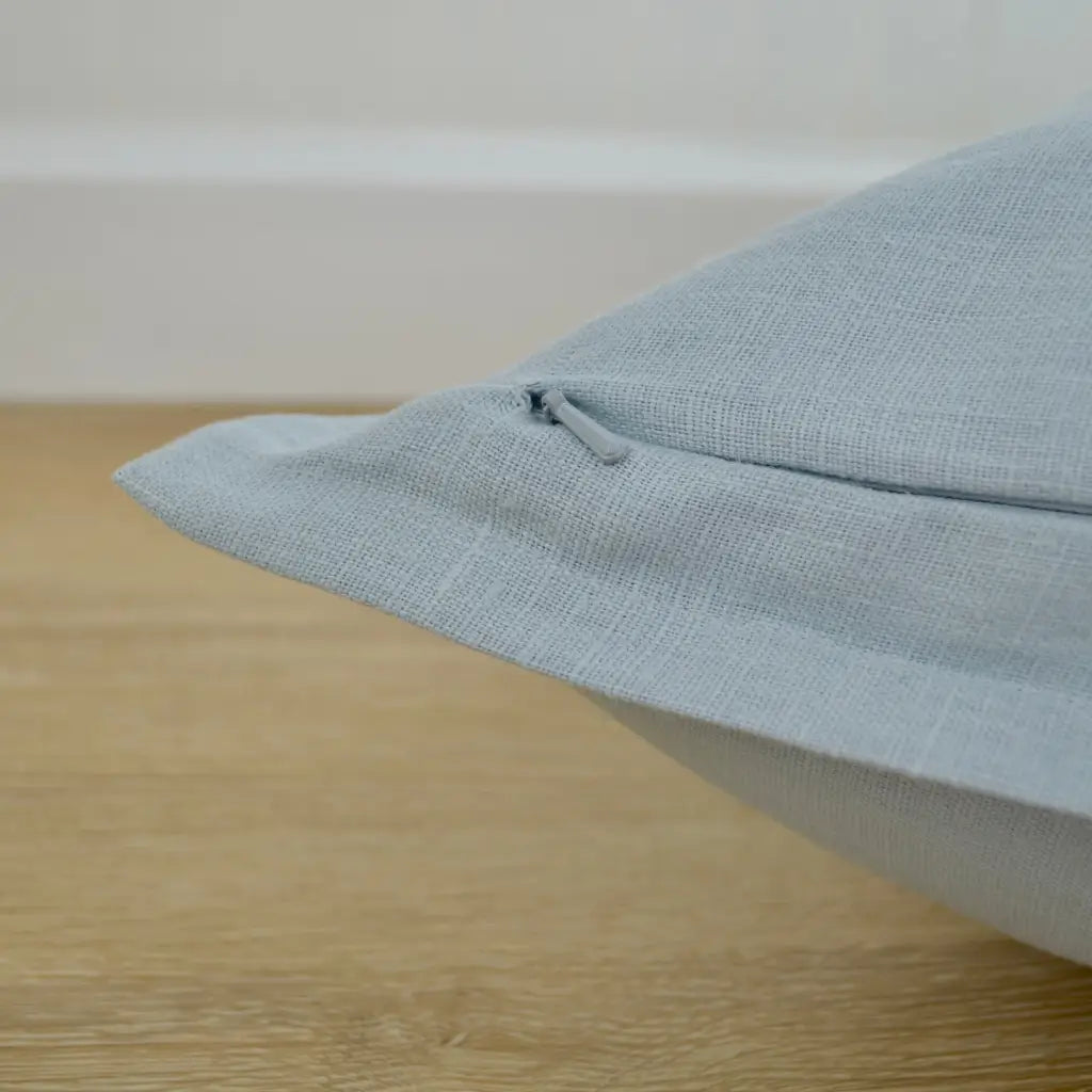 Light Blue Linen Pillow Cover with Flange Edge - Throw
