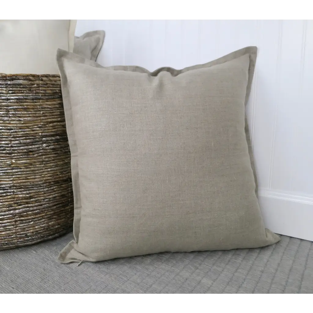 Natural Linen Pillow Cover with Flange Edge - Decor