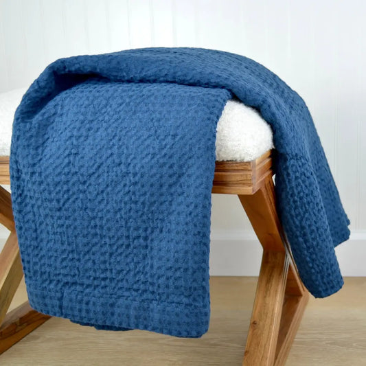 Navy Blue Waffle Weave Throw Blanket - Throw Blanket