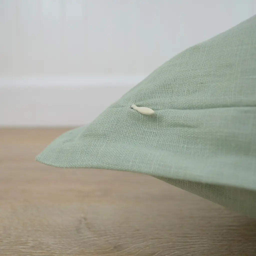 Sage Green Linen Pillow Cover with Flange Edge - Throw