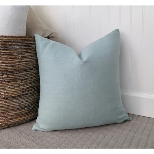 Spa Blue Linen Pillow Cover - Throw Pillows