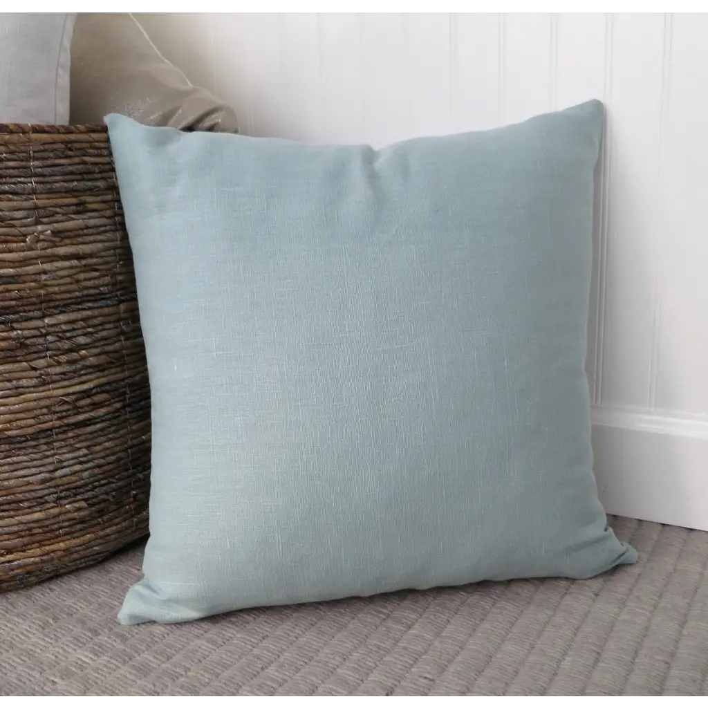 Spa Blue Linen Pillow Cover - Throw Pillows