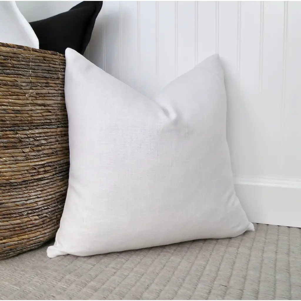 White Linen Pillow Cover - Decor